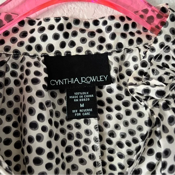 Cynthia Rowley Polka Dot 100% Silk Sleeveless Top Size Medium - Picture 5 of 7